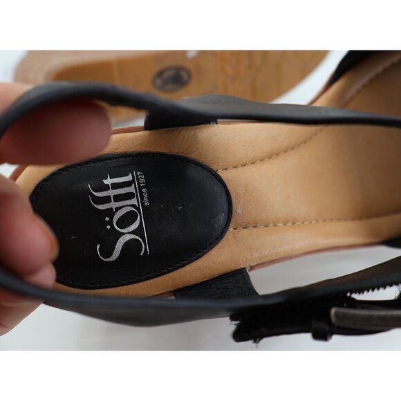 Sofft Garin Sandals Womens Size 9M Black Croc Leather Wedge Slingback - Picture 11 of 13